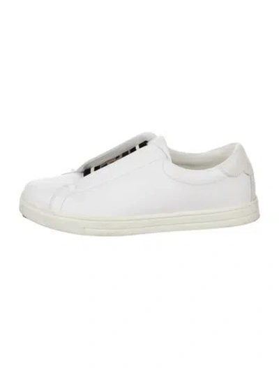 Pre-owned Fendi Zucca Ff Logo Leather Sneakers In White