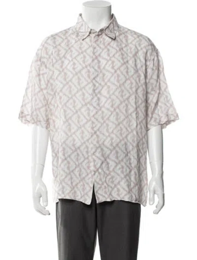 Pre-owned Fendi Zucca Ff Logo Linen Shirt In Gray
