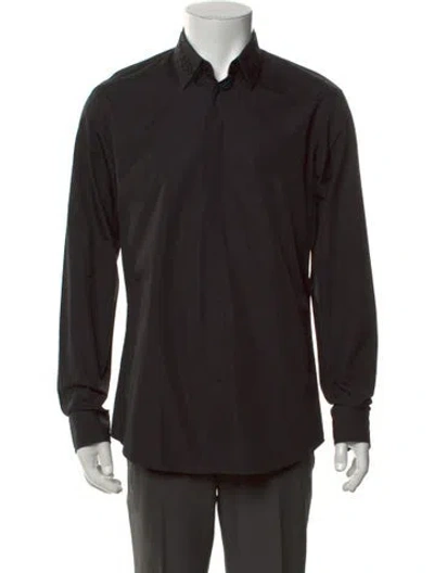 Pre-owned Fendi Zucca Ff Logo Long Sleeve Dress Shirt In Black