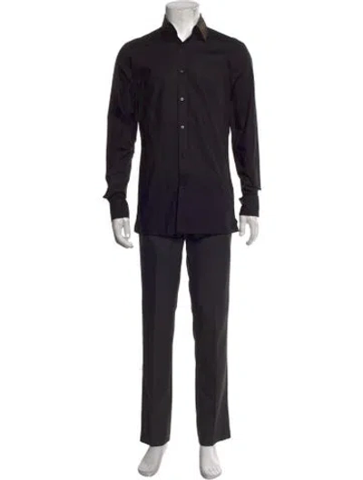 Pre-owned Fendi Zucca Ff Logo Long Sleeve Shirt In Black