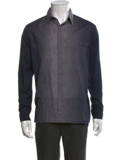 Pre-owned Fendi Zucca Ff Logo Long Sleeve Shirt In Blue