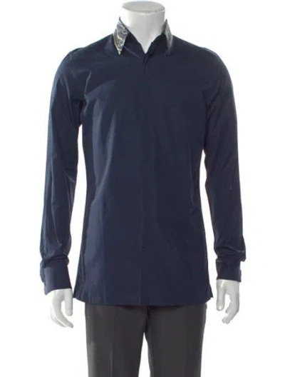 Pre-owned Fendi Zucca Ff Logo Long Sleeve Shirt In Blue