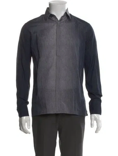 Pre-owned Fendi Zucca Ff Logo Long Sleeve Shirt In Blue