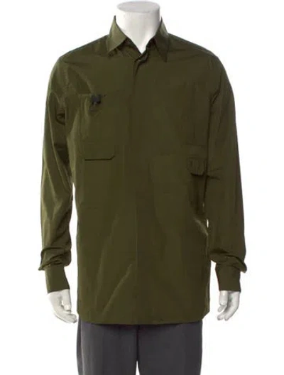 Pre-owned Fendi Zucca Ff Logo Long Sleeve Shirt In Green