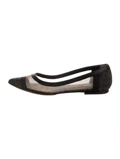 Pre-owned Fendi Zucca Ff Logo Mesh Ballet Flats In Brown