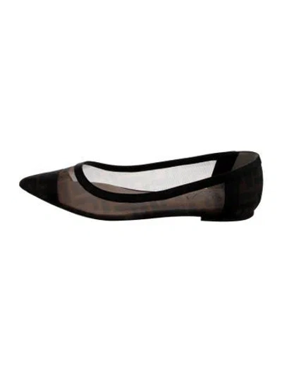 Pre-owned Fendi Zucca Ff Logo Mesh Ballet Flats In Multi