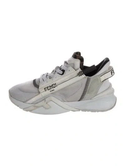 Pre-owned Fendi Zucca Ff Logo Mesh Chunky Sneakers In White