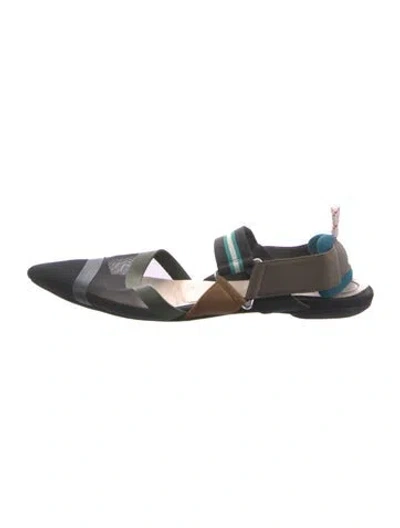 Pre-owned Fendi Zucca Ff Logo Mesh Flats In Black