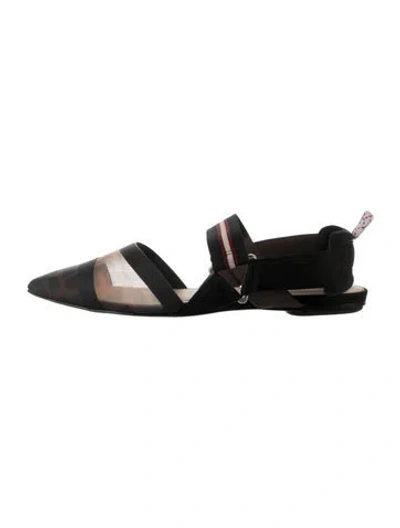 Pre-owned Fendi Zucca Ff Logo Mesh Flats In Black