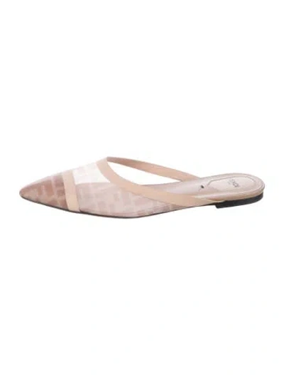 Pre-owned Fendi Zucca Ff Logo Mesh Mules In Pink