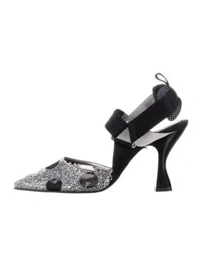 Pre-owned Fendi Zucca Ff Logo Mesh Pumps In Blue
