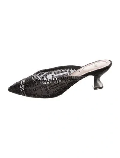 Pre-owned Fendi Zucca Ff Logo Mesh Slides In Black