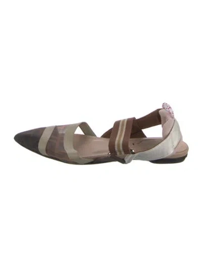 Pre-owned Fendi Zucca Ff Logo Mesh Slingback Sandals In Neutral