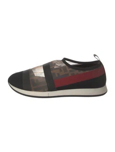 Pre-owned Fendi Zucca Ff Logo Mesh Sneakers In Black
