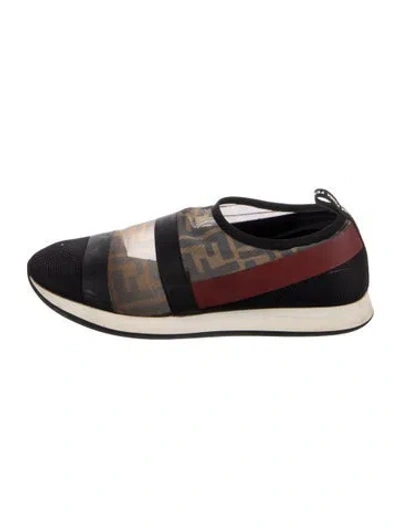 Pre-owned Fendi Zucca Ff Logo Mesh Sneakers In Black