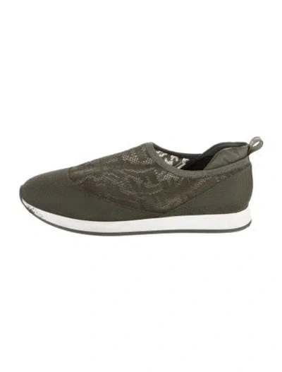 Pre-owned Fendi Zucca Ff Logo Mesh Sneakers In Green