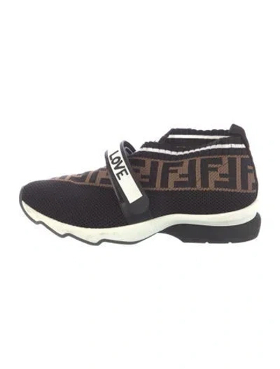 Pre-owned Fendi Zucca Ff Logo Mesh Sock Sneakers In Multi
