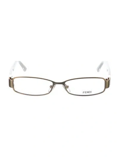 Pre-owned Fendi Zucca Ff Logo Narrow Eyeglasses In Gold/white