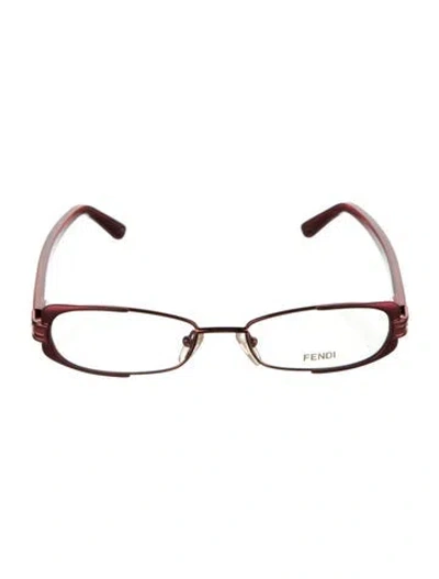Pre-owned Fendi Zucca Ff Logo Narrow Eyeglasses In Red