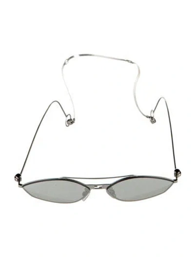 Pre-owned Fendi Zucca Ff Logo Narrow Sunglasses W/ Tags In Silver