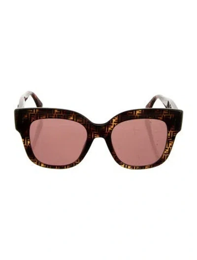 Pre-owned Fendi Zucca Ff Logo Oversize Sunglasses In Brown