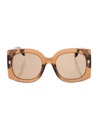 Pre-owned Fendi Zucca Ff Logo Oversize Sunglasses In Brown