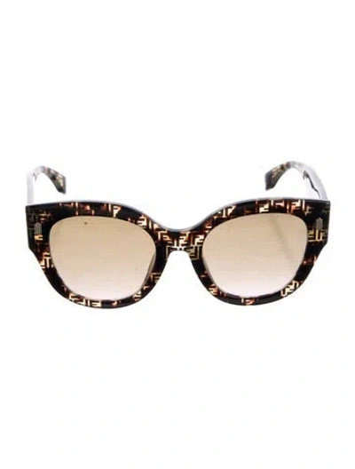 Pre-owned Fendi Zucca Ff Logo Oversize Sunglasses In Brown