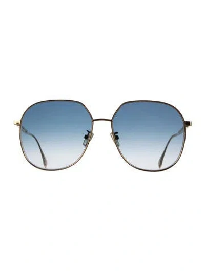Pre-owned Fendi Zucca Ff Logo Oversize Sunglasses In Gold