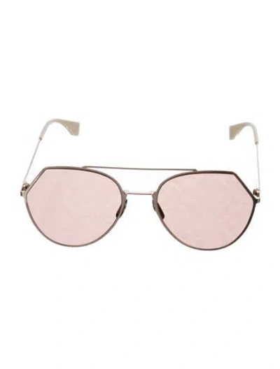Pre-owned Fendi Zucca Ff Logo Oversize Sunglasses In Gold