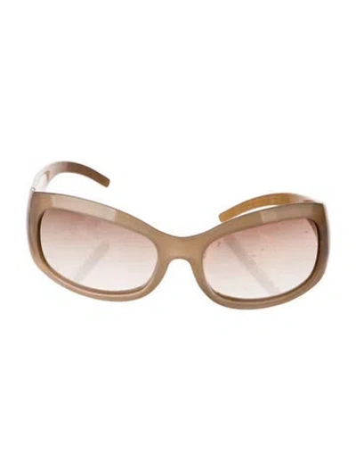 Pre-owned Fendi Zucca Ff Logo Oversize Sunglasses In Neutrals