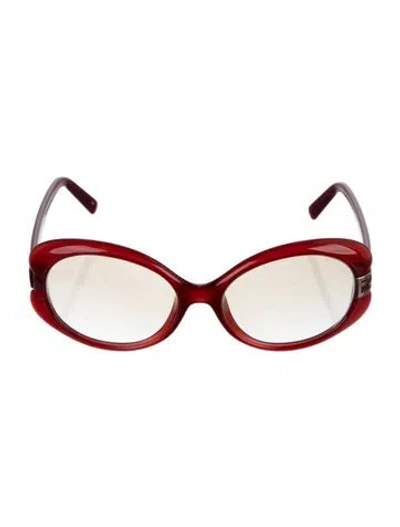 Pre-owned Fendi Zucca Ff Logo Oversize Sunglasses In Red