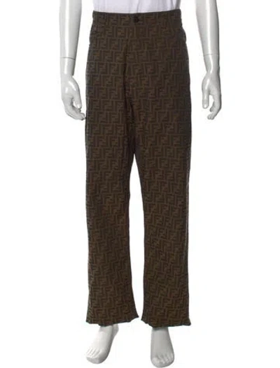 Pre-owned Fendi Zucca Ff Logo Pants In Neutral