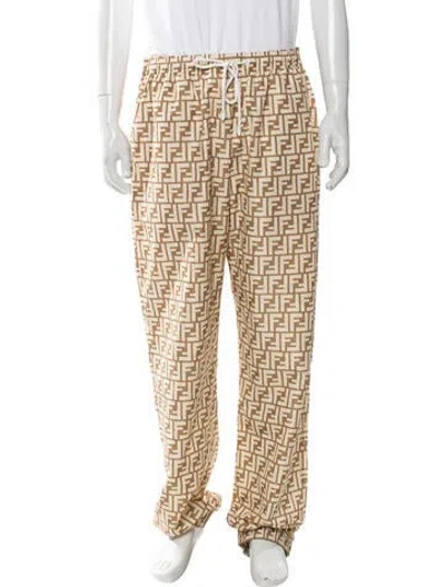 Pre-owned Fendi Zucca Ff Logo Pants In Neutral