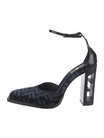 Pre-owned Fendi Zucca Ff Logo Patterned D'orsay Pumps In Multi