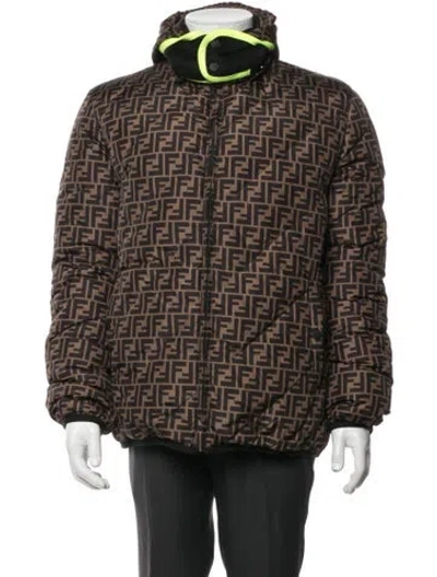 Pre-owned Fendi Zucca Ff Logo Patterned Jacket In Brown