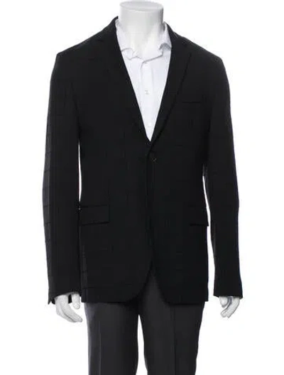 Pre-owned Fendi Zucca Ff Logo Plaid Print Blazer In Black