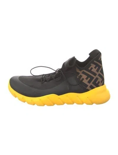 Pre-owned Fendi Zucca Ff Logo Printed Athletic Sneakers In Black