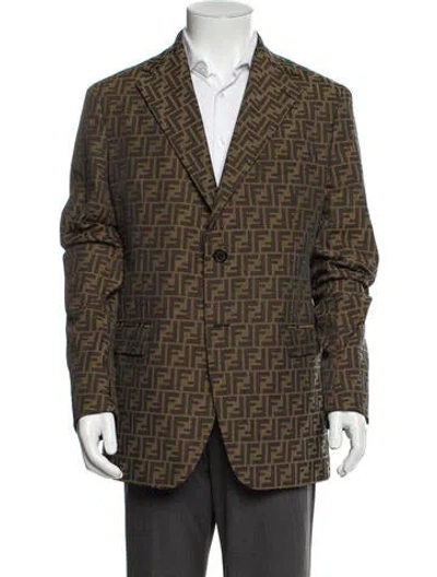 Pre-owned Fendi Zucca Ff Logo Printed Blazer W/ Tags In Neutral