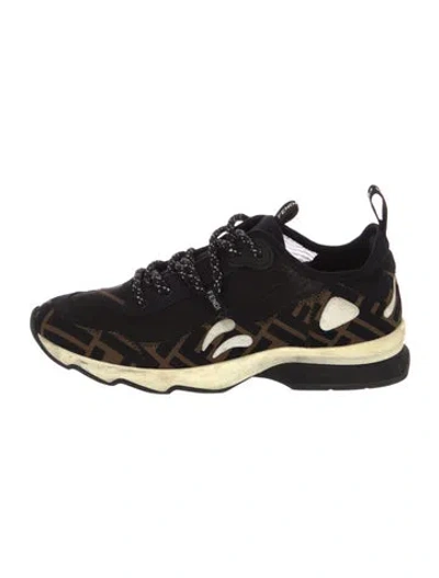 Pre-owned Fendi Zucca Ff Logo Printed Chunky Sneakers In Black