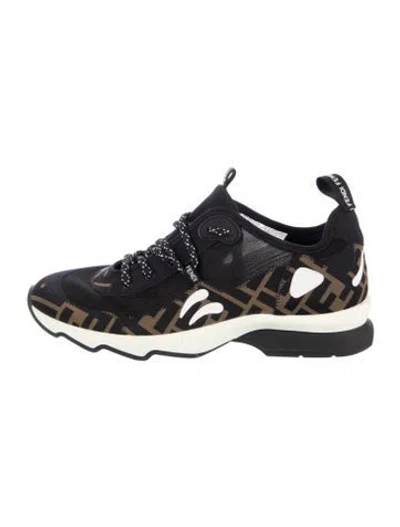 Pre-owned Fendi Zucca Ff Logo Printed Chunky Sneakers In Black
