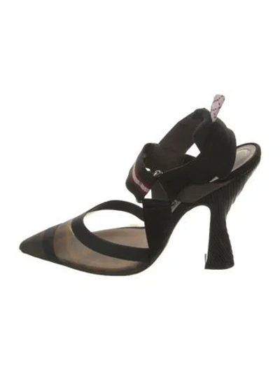 Pre-owned Fendi Zucca Ff Logo Printed Mules In Brown