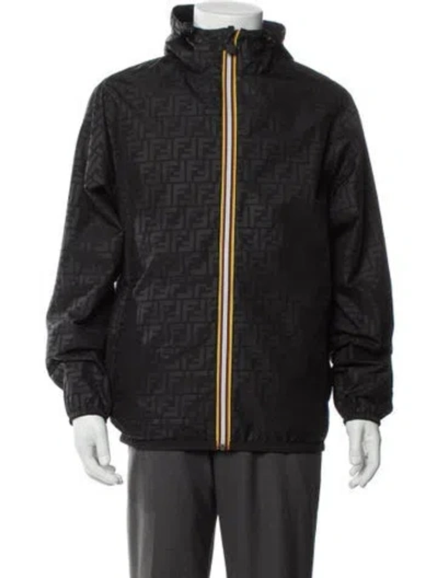 Pre-owned Fendi Zucca Ff Logo Printed Parka In Gray