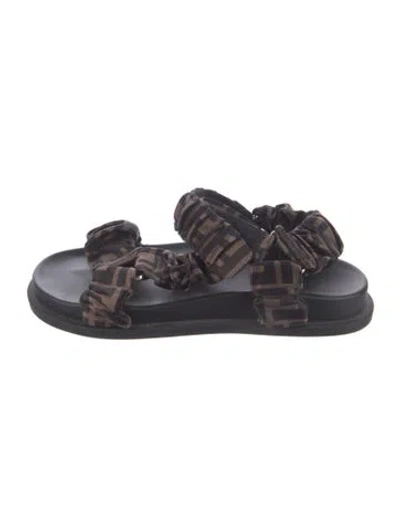 Pre-owned Fendi Zucca Ff Logo Printed Sandals In Neutral