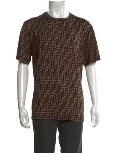 Pre-owned Fendi Zucca Ff Logo Printed Shirt In Brown