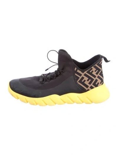 Pre-owned Fendi Zucca Ff Logo Printed Sneakers In Black