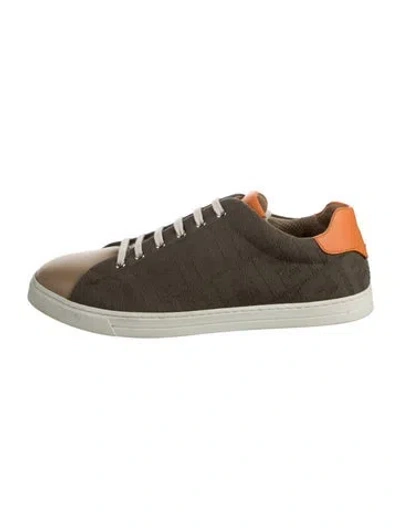 Pre-owned Fendi Zucca Ff Logo Printed Sneakers In Green