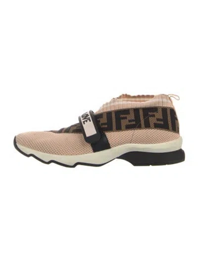 Pre-owned Fendi Zucca Ff Logo Printed Sock Sneakers In Neutral