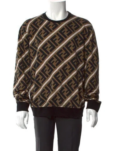 Pre-owned Fendi Zucca Ff Logo Printed Sweatshirt In Neutral