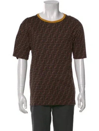 Pre-owned Fendi Zucca Ff Logo Printed T-shirt In Brown