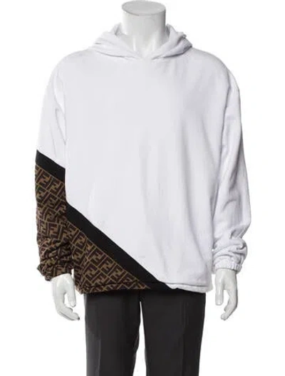 Pre-owned Fendi Zucca Ff Logo Printed Windbreaker In White